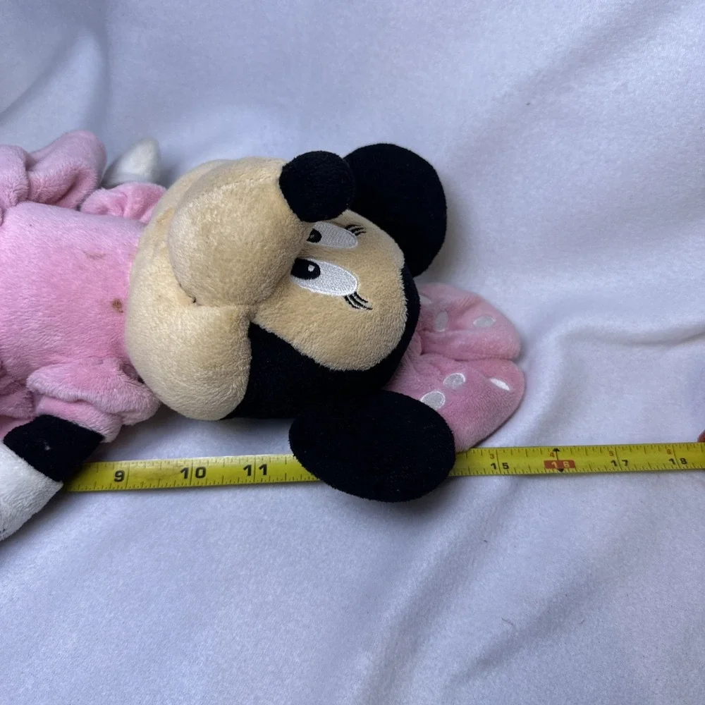 Disney Baby Minnie Mouse Plush Doll Rattle Baby‎ Infant Toy Polka Dot Ribbon 15